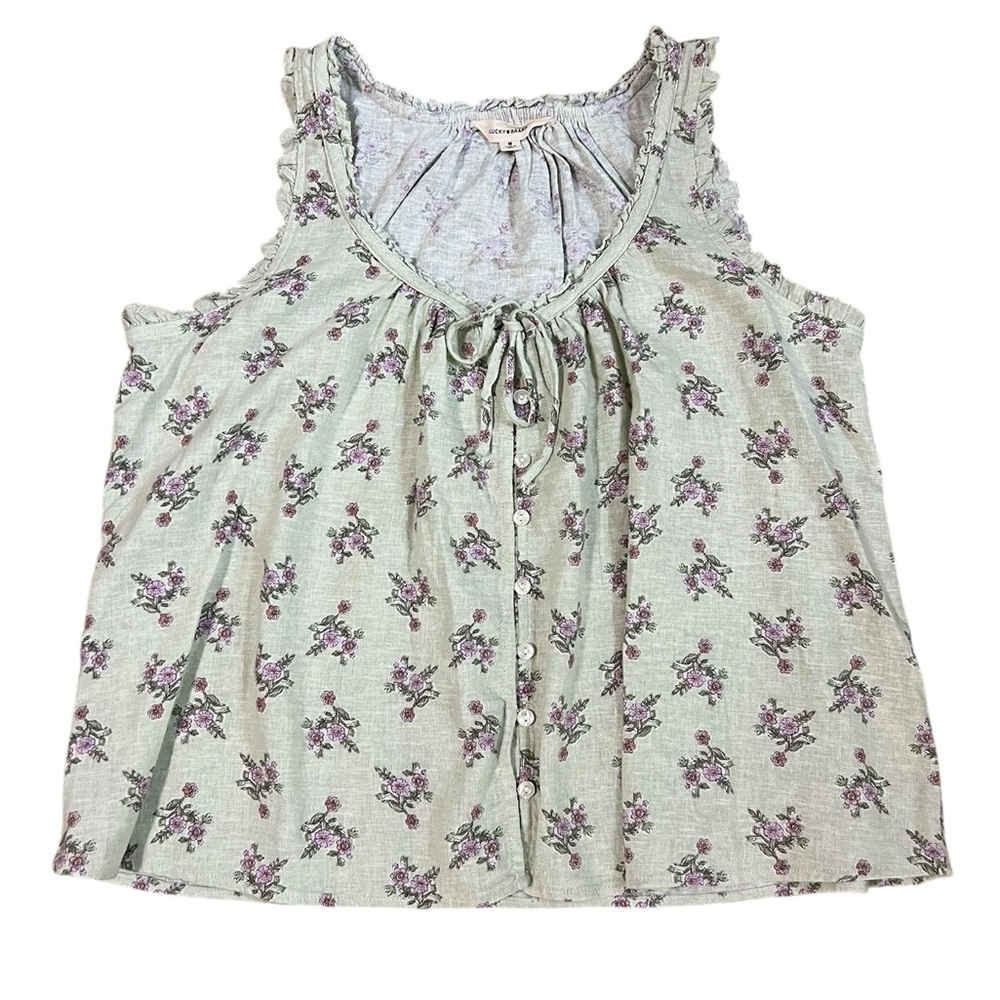 Lucky Brand Floral Blouse - Cream and Purple